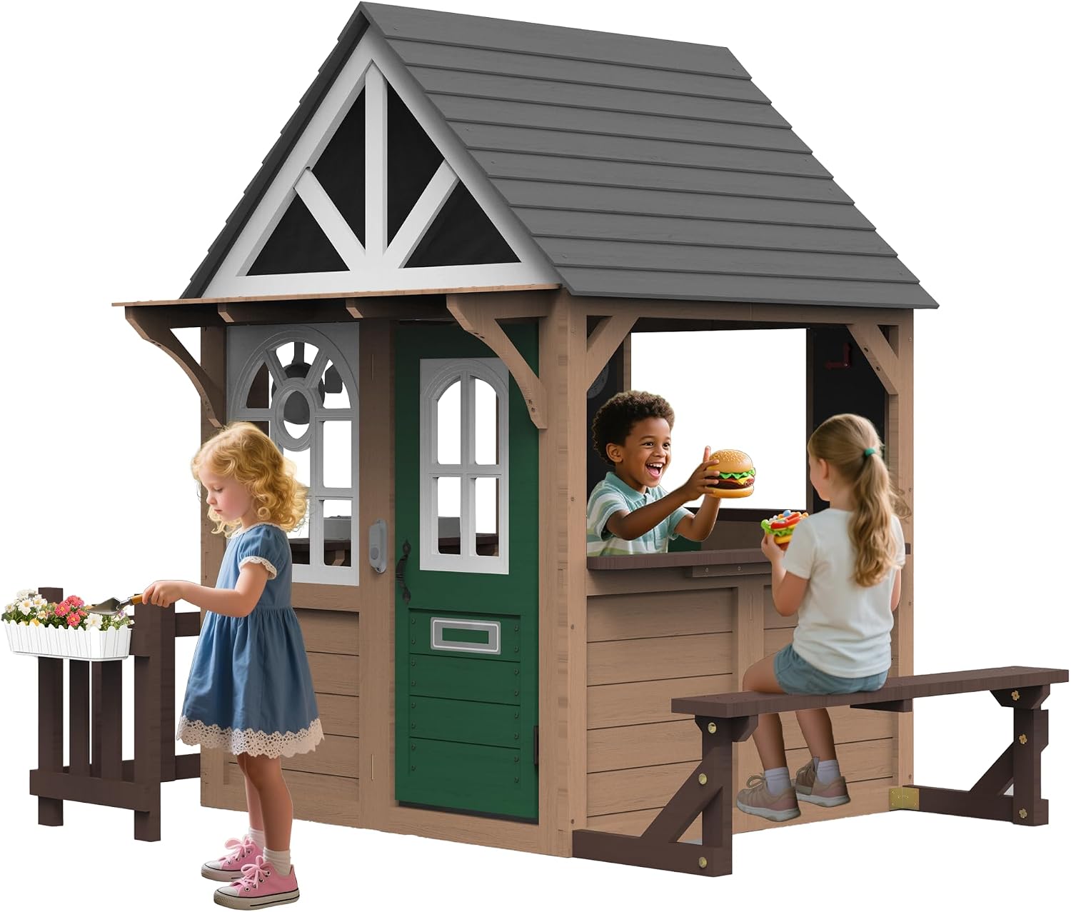 Kids Outdoor Wooden Playhouse - 세이젠 야외 놀이집 (어린이용), 전나무 목재