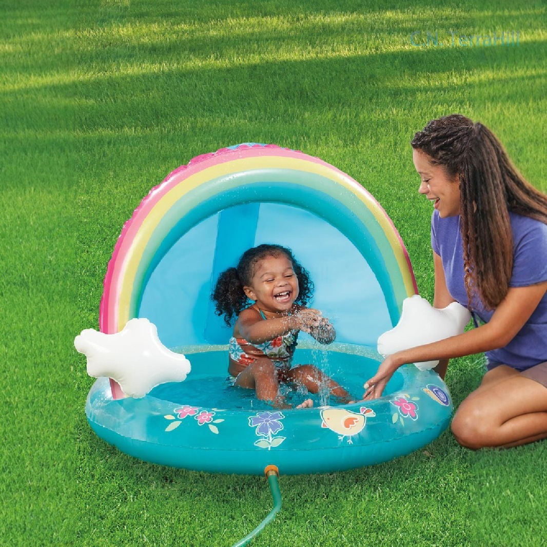 Kids Outdoor Water Play Table - 무지개 스프링클러가 있는 어린이용 풍선 물놀이