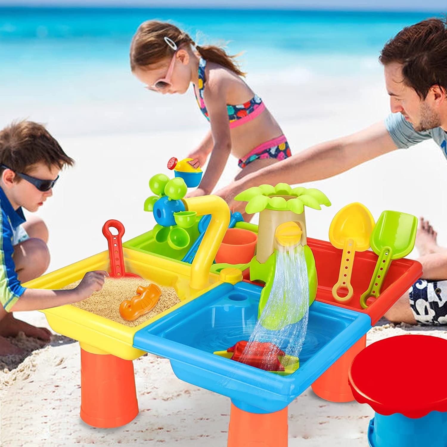Kids Outdoor Water Play Table - 해변 테이블 모래 놀이 장난감, 어린이