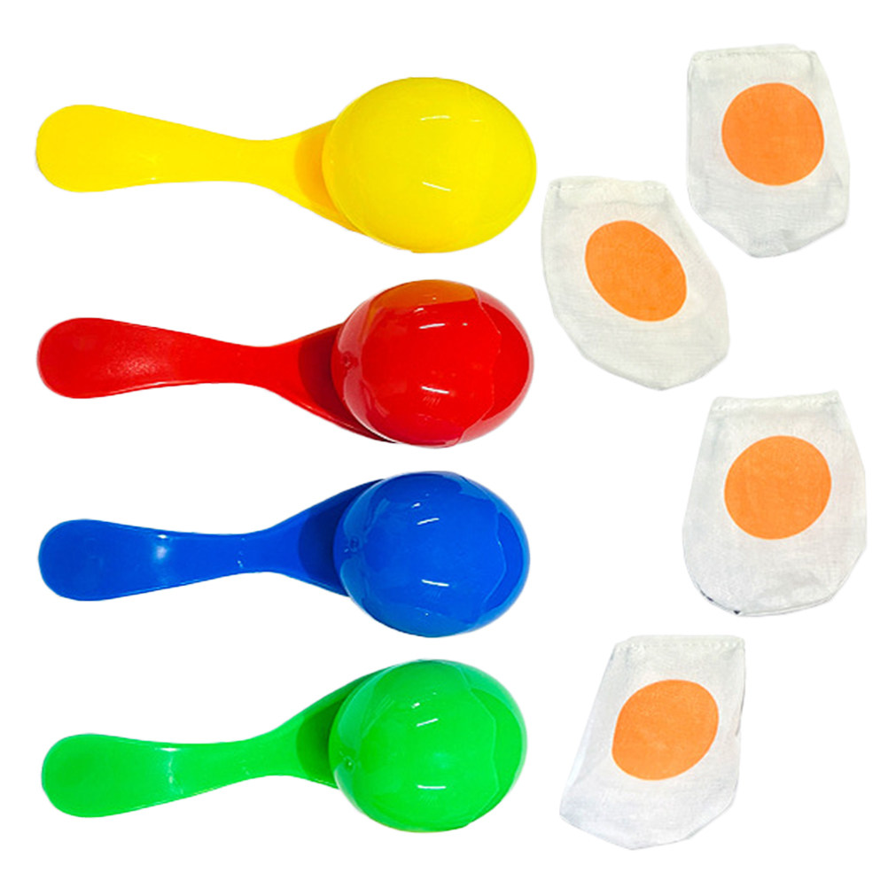 Kids Outdoor Lawn Equipment - 4세트 컬러풀 밸런스 스푼 에그 트레이닝