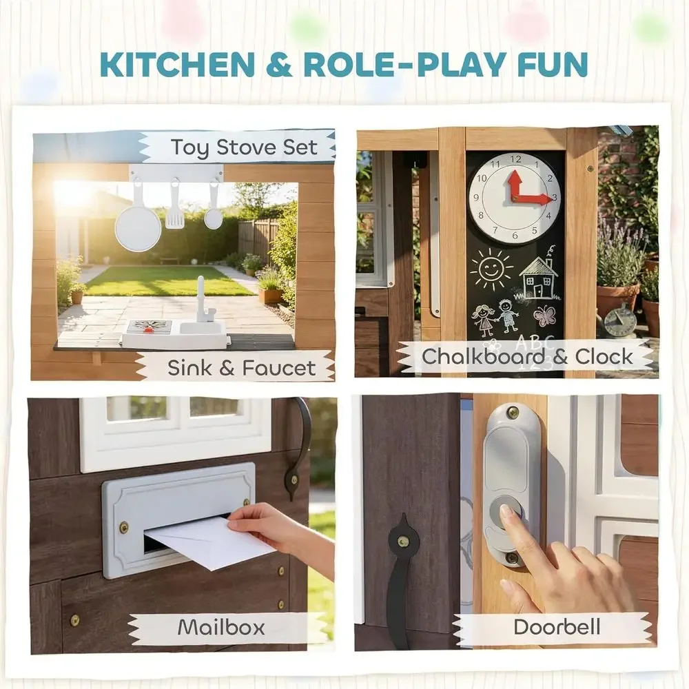 카바 야외 놀이집 (애완동물 문 포함), 나무로 만든  - Kids Outdoor Wooden Playhouse 리뷰 및 가격