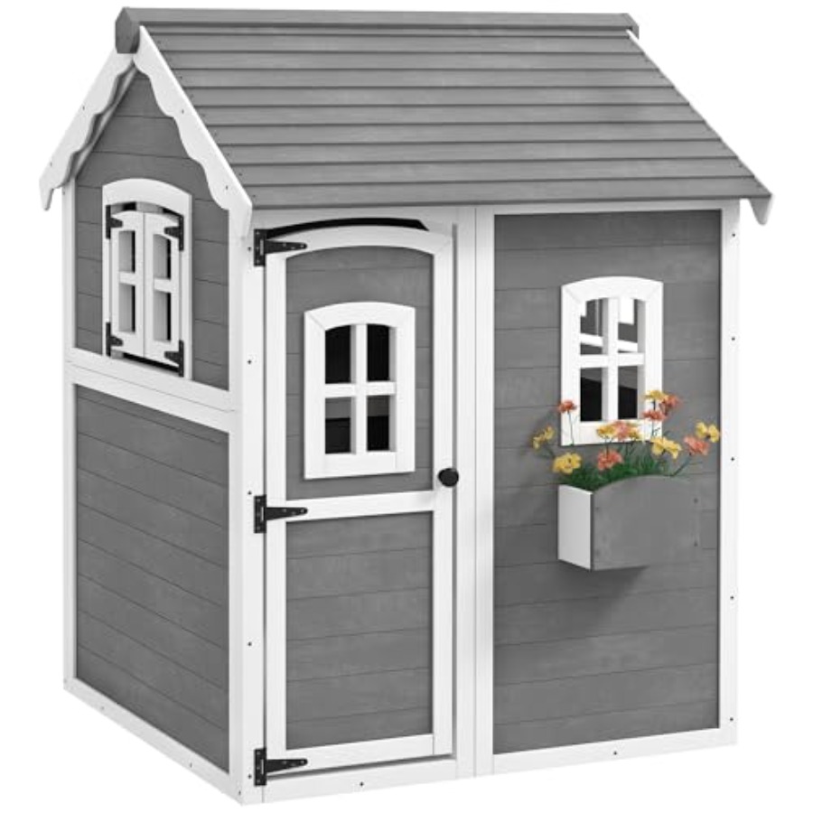 3~8세 어린이용 야외 목재 놀이집 (바닥, 문, 창문 - Kids Outdoor Wooden Playhouse 리뷰 및 가격