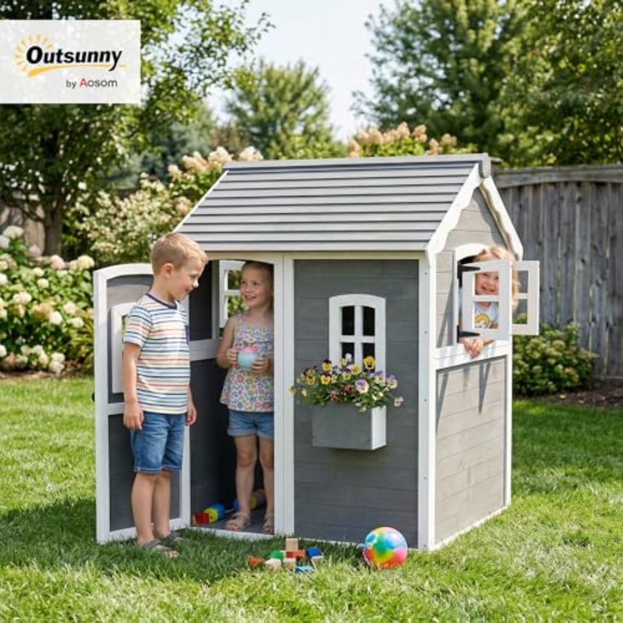 3~8세 어린이용 야외 목재 놀이집 (바닥, 문, 창문 - Kids Outdoor Wooden Playhouse 리뷰 및 가격
