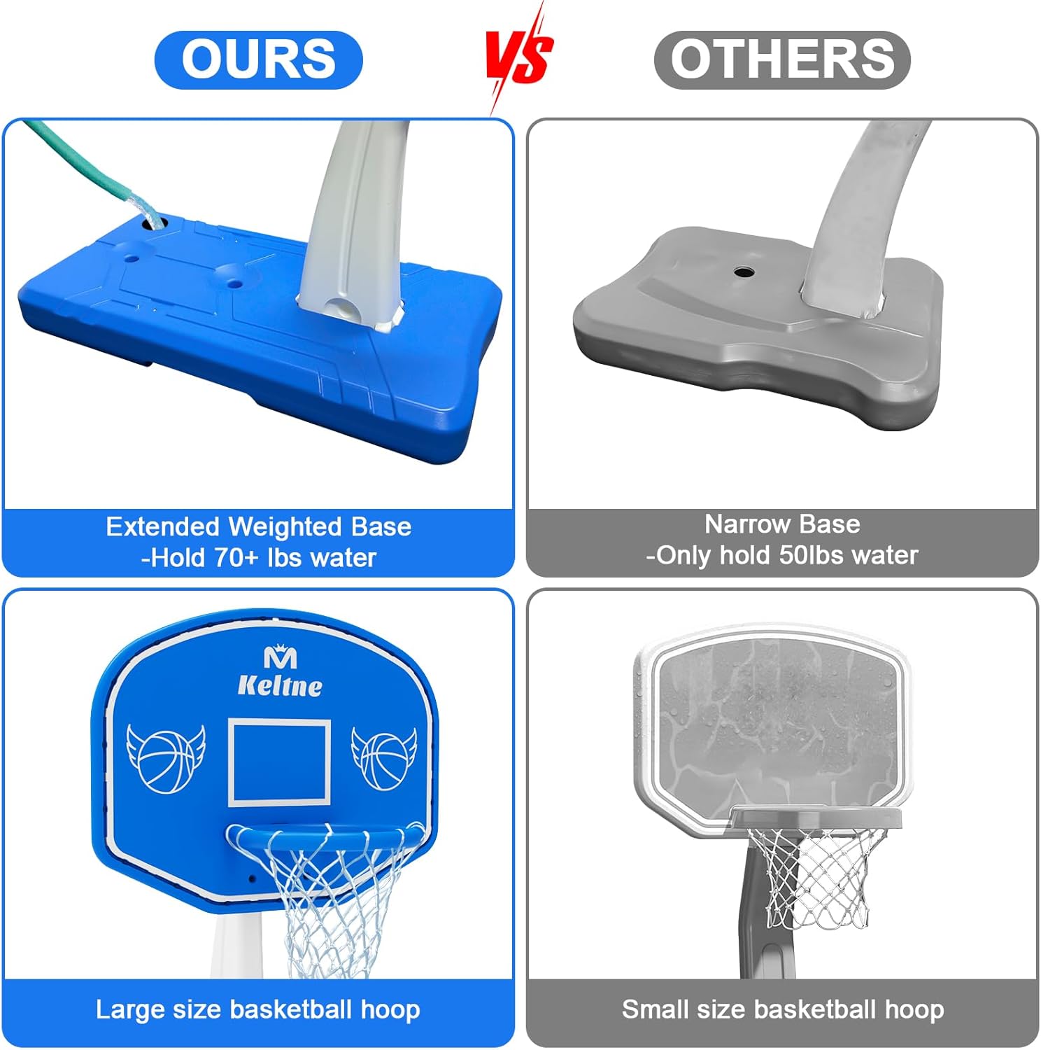 확장된 견고한 베이스가 있는 대형 수영장 농구대, 수영 - Kids Outdoor Basketball Hoop 리뷰 및 가격