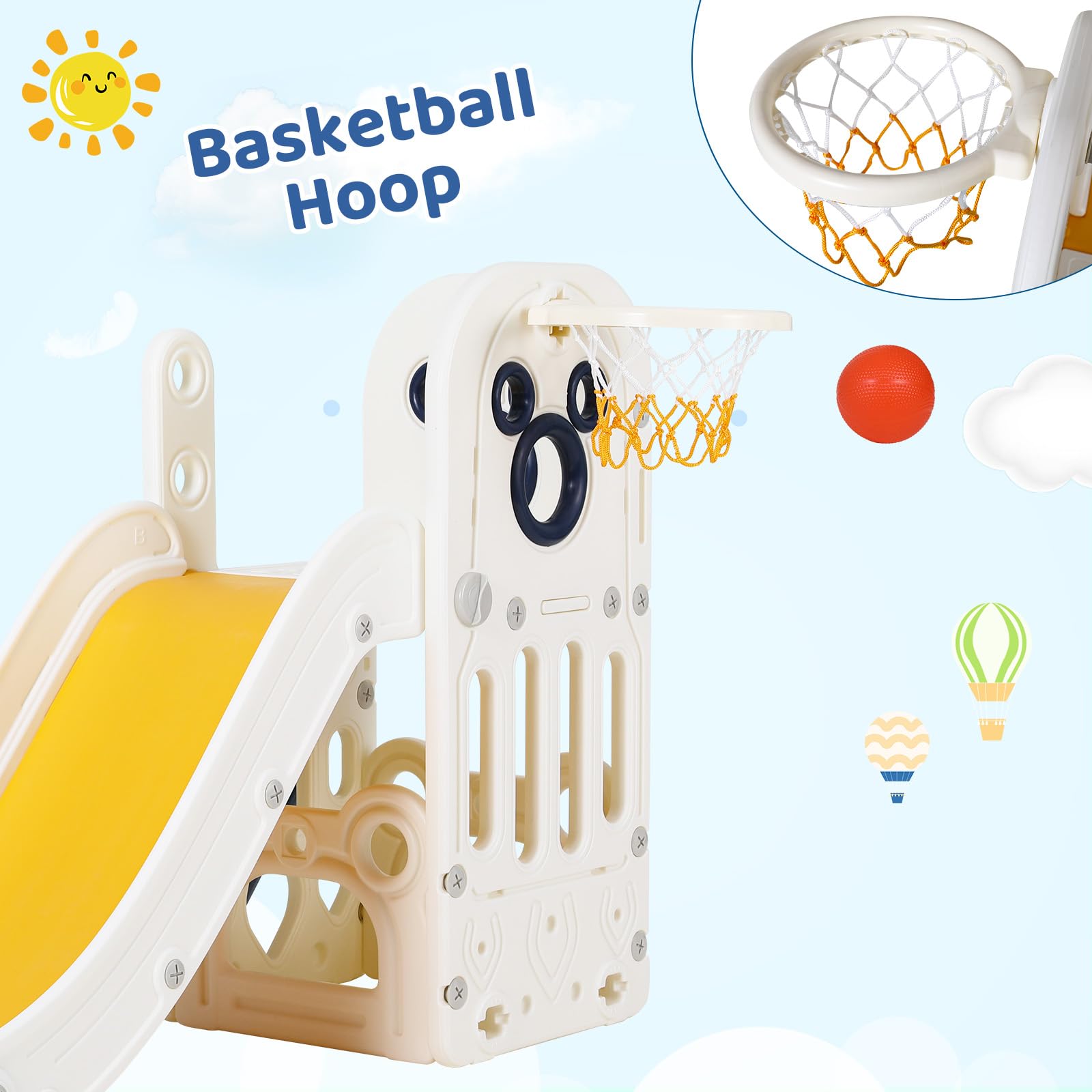 6 in 1 유아용 슬라이드 플레이 세트, 튼튼한 L자 - Kids Outdoor Basketball Hoop 리뷰 및 가격
