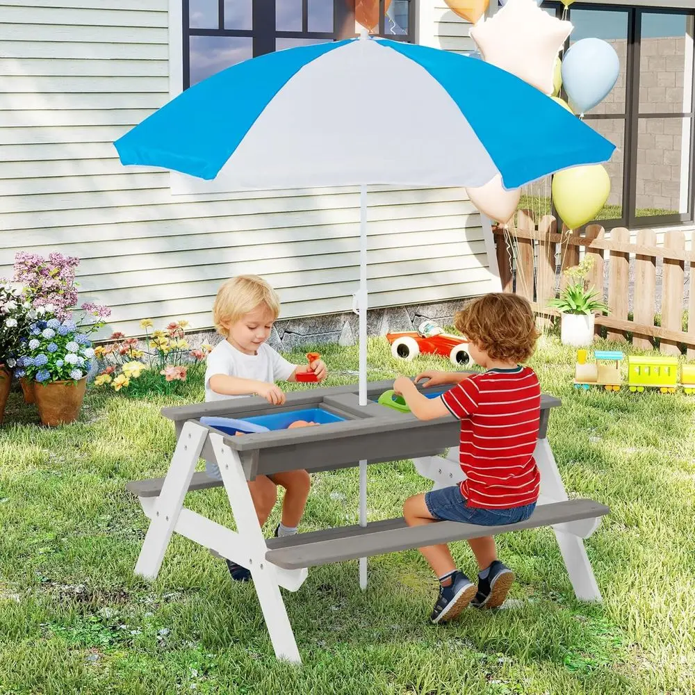 어린이용 3-in-1 접이식 나무 피크닉 테이블, 야외 - Kids Outdoor Water Play Table 리뷰 및 가격