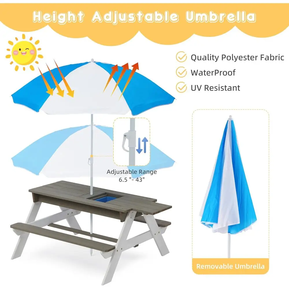 어린이용 3-in-1 접이식 나무 피크닉 테이블, 야외 - Kids Outdoor Water Play Table 리뷰 및 가격