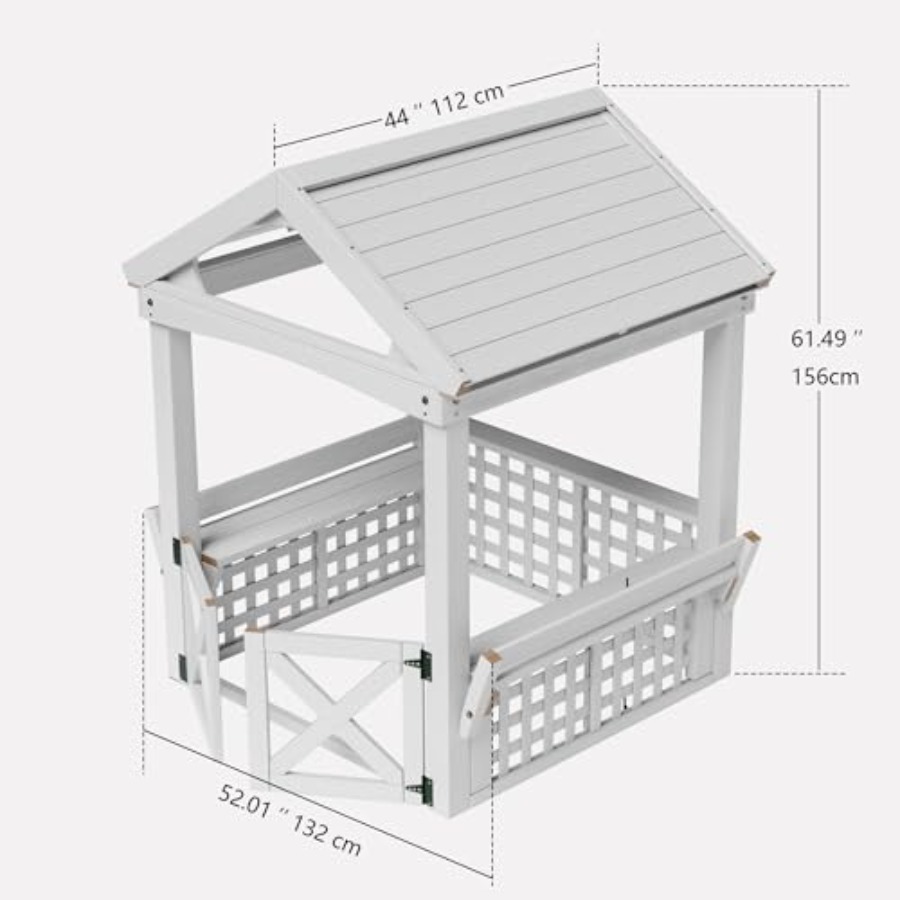 야외용 어린이 목재 놀이집 (2~8세용), 방수 흰색  - Kids Outdoor Wooden Playhouse 리뷰 및 가격