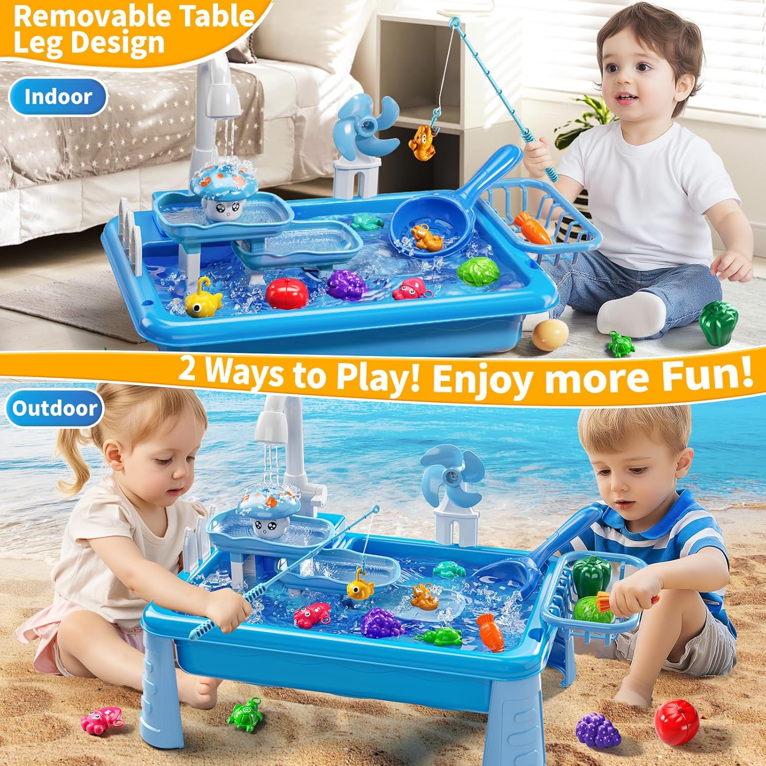 어린이용 물놀이 싱크대 장난감, 흐르는 물과 낚시 게임 - Kids Outdoor Water Play Table 리뷰 및 가격