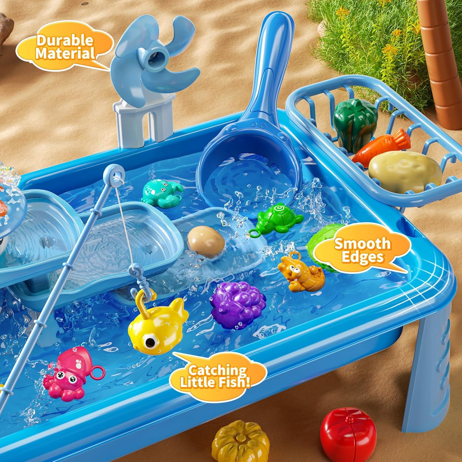 어린이용 물놀이 싱크대 장난감, 흐르는 물과 낚시 게임 - Kids Outdoor Water Play Table 리뷰 및 가격
