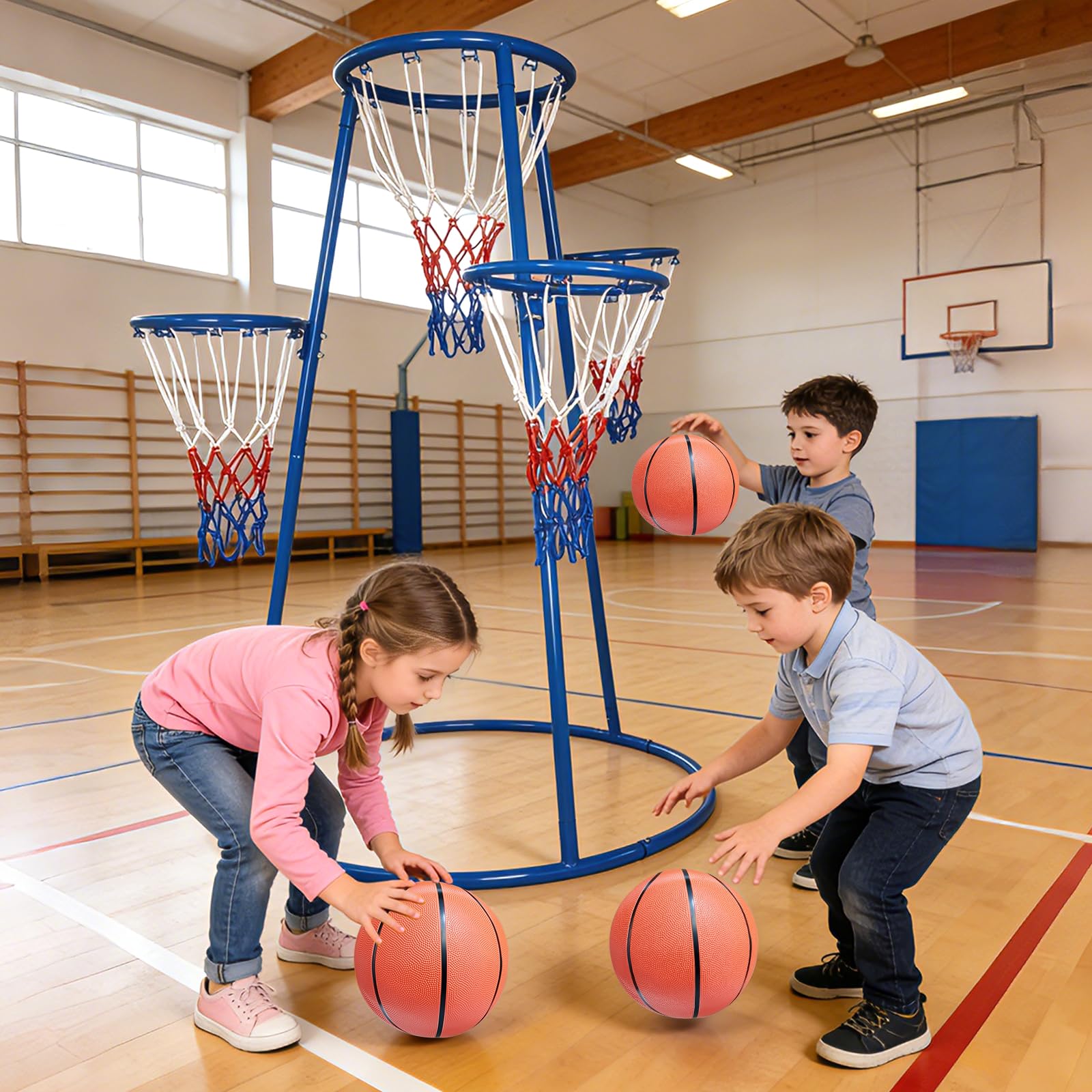4개의 후프가 있는 유아용 농구 세트 (공 4개 및 펌 - Kids Outdoor Basketball Hoop 리뷰 및 가격
