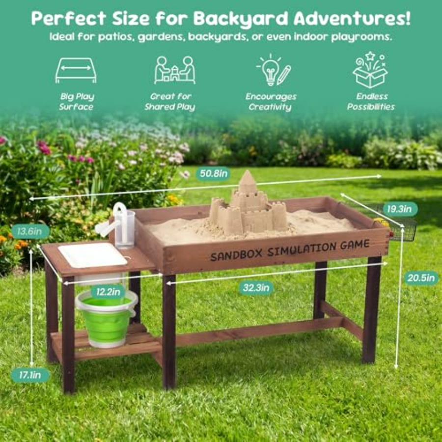 야외용 나무 모래놀이 테이블 (3~8세 어린이용), 천 - Kids Outdoor Water Play Table 리뷰 및 가격