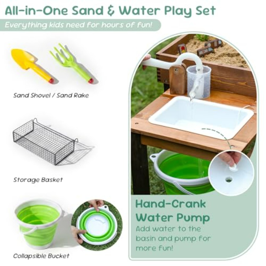 야외용 나무 모래놀이 테이블 (3~8세 어린이용), 천 - Kids Outdoor Water Play Table 리뷰 및 가격
