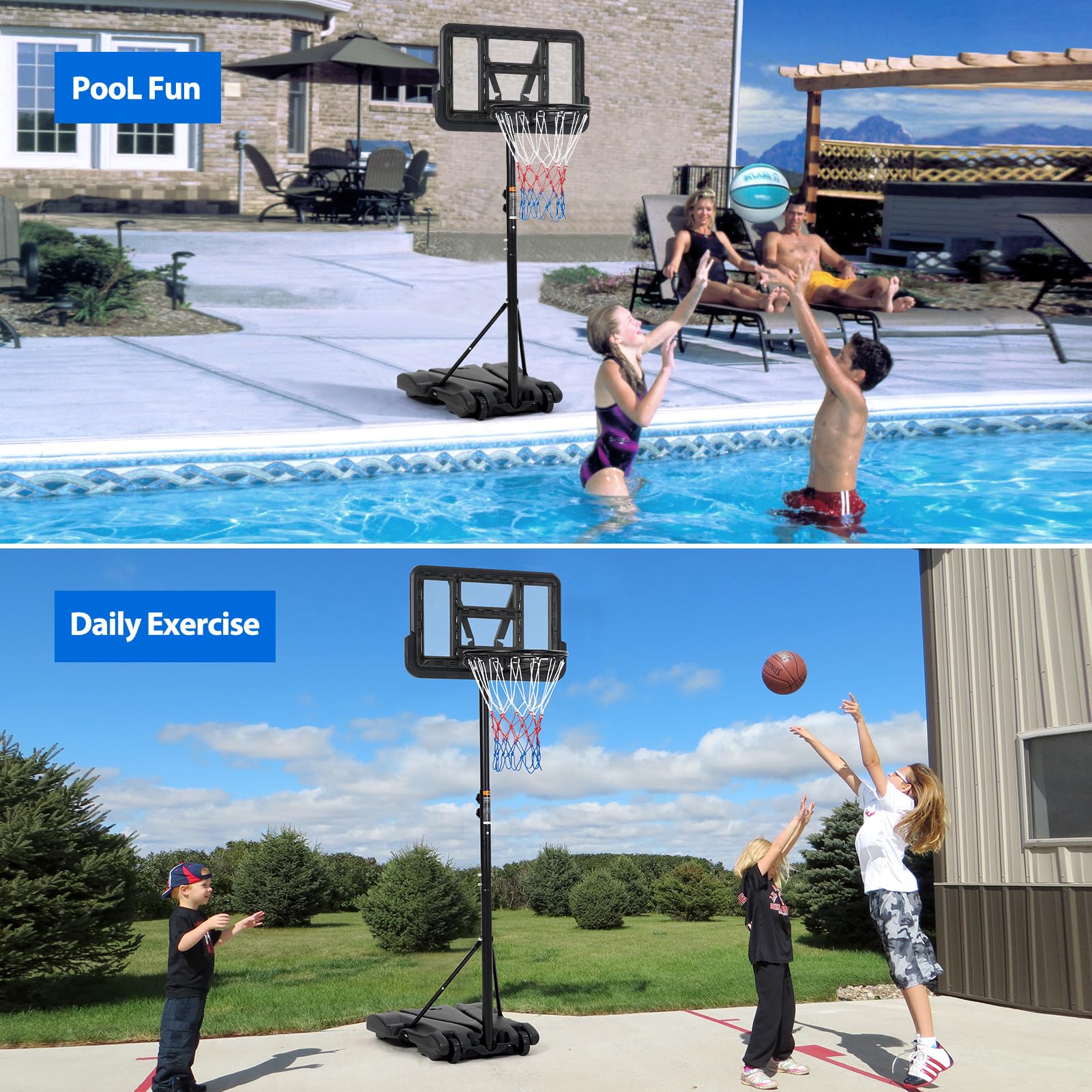 어린이 농구대, 5-7피트 높이 조절 가능 휴대용 농구 - Kids Outdoor Basketball Hoop 리뷰 및 가격